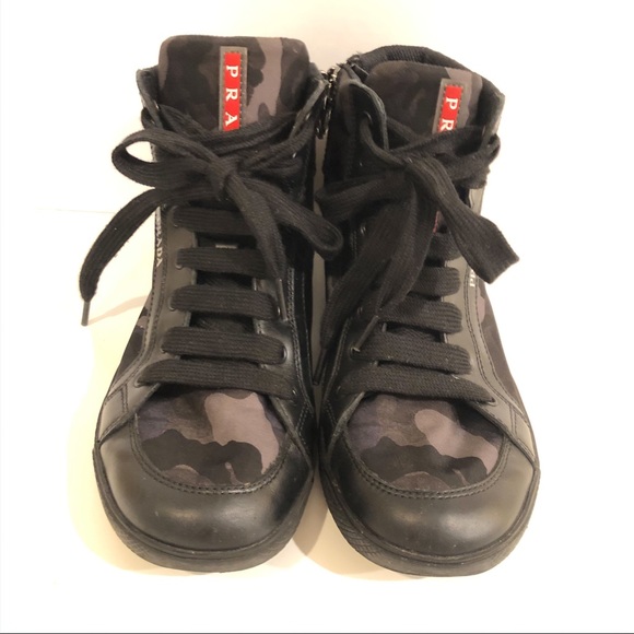 Prada Other - Prada kids camouflage high top sneakers size 34